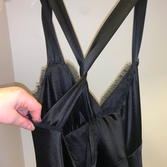 Silky looking Cross Back Black Dress size 2 - ABS by Allen Schwartz - Picture 4 of 6